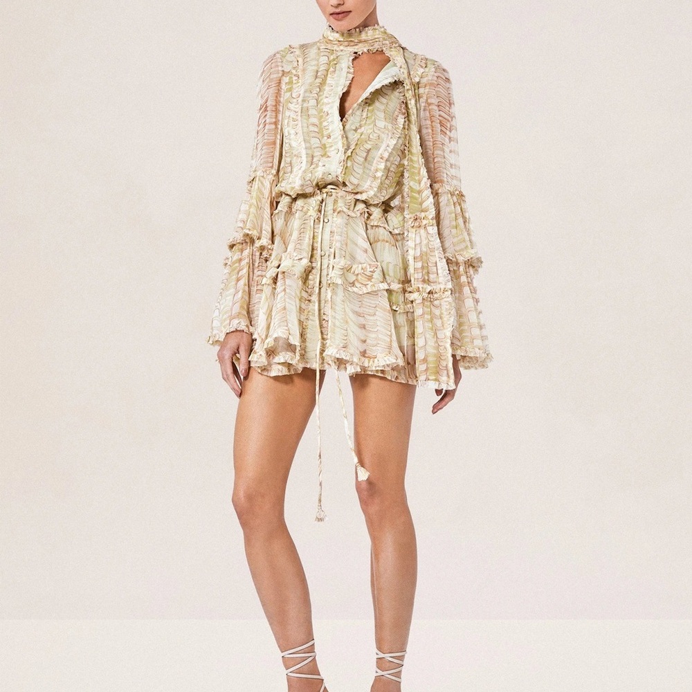 Elegant Cream Ruffle Dress